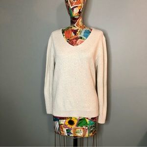 Chaps Gold and White Sweater Size Medium